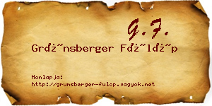 Grünsberger Fülöp névjegykártya